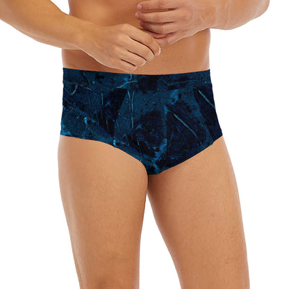 Dark Blue Marble Print Men's Briefs