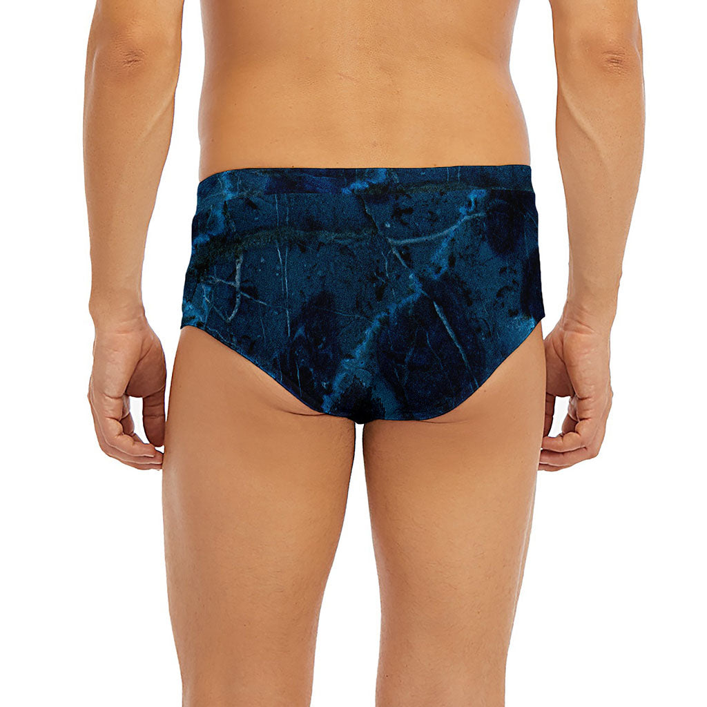 Dark Blue Marble Print Men's Briefs