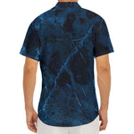 Dark Blue Marble Print Men's Deep V-Neck Shirt