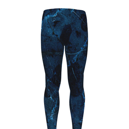 Dark Blue Marble Print Men's leggings