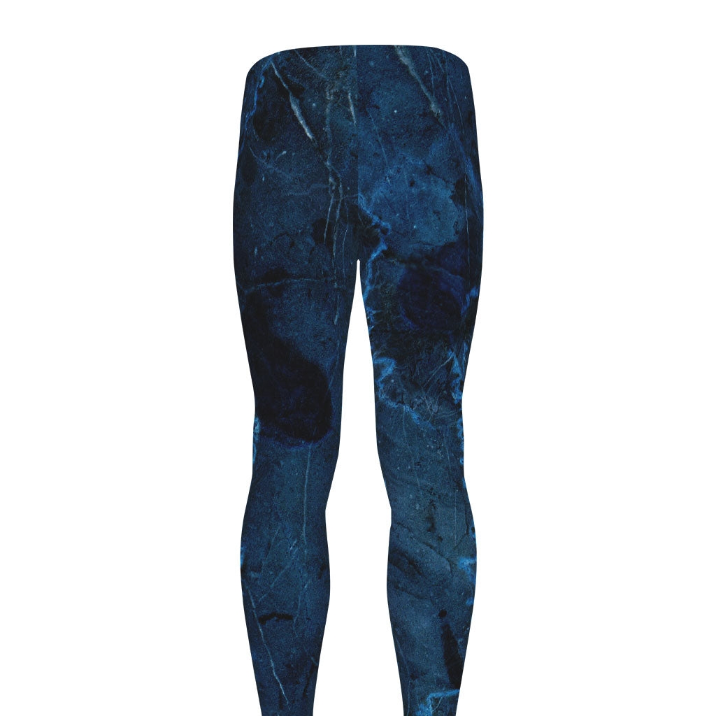 Dark Blue Marble Print Men's leggings