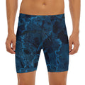 Dark Blue Marble Print Men's Long Boxer Briefs