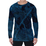Dark Blue Marble Print Men's Long Sleeve T-Shirt