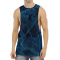 Dark Blue Marble Print Men's Muscle Tank Top