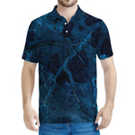 Dark Blue Marble Print Men's Polo Shirt