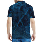 Dark Blue Marble Print Men's Polo Shirt