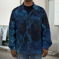 Dark Blue Marble Print Men's Shirt Jacket