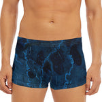 Dark Blue Marble Print Men's Short Boxer Briefs