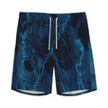 Dark Blue Marble Print Men's Athletic Shorts