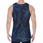 Dark Blue Marble Print Men's Velvet Tank Top