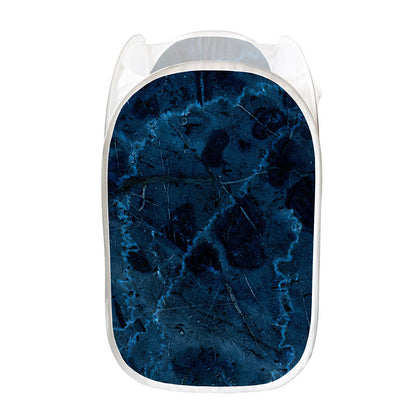 Dark Blue Marble Print Mesh Laundry Hamper