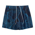 Dark Blue Marble Print Mesh Shorts
