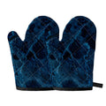 Dark Blue Marble Print Oven Mitts