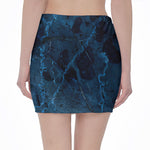 Dark Blue Marble Print Pencil Mini Skirt