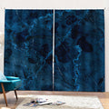 Dark Blue Marble Print Pencil Pleat Curtains