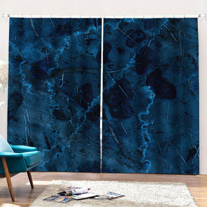 Dark Blue Marble Print Pencil Pleat Curtains