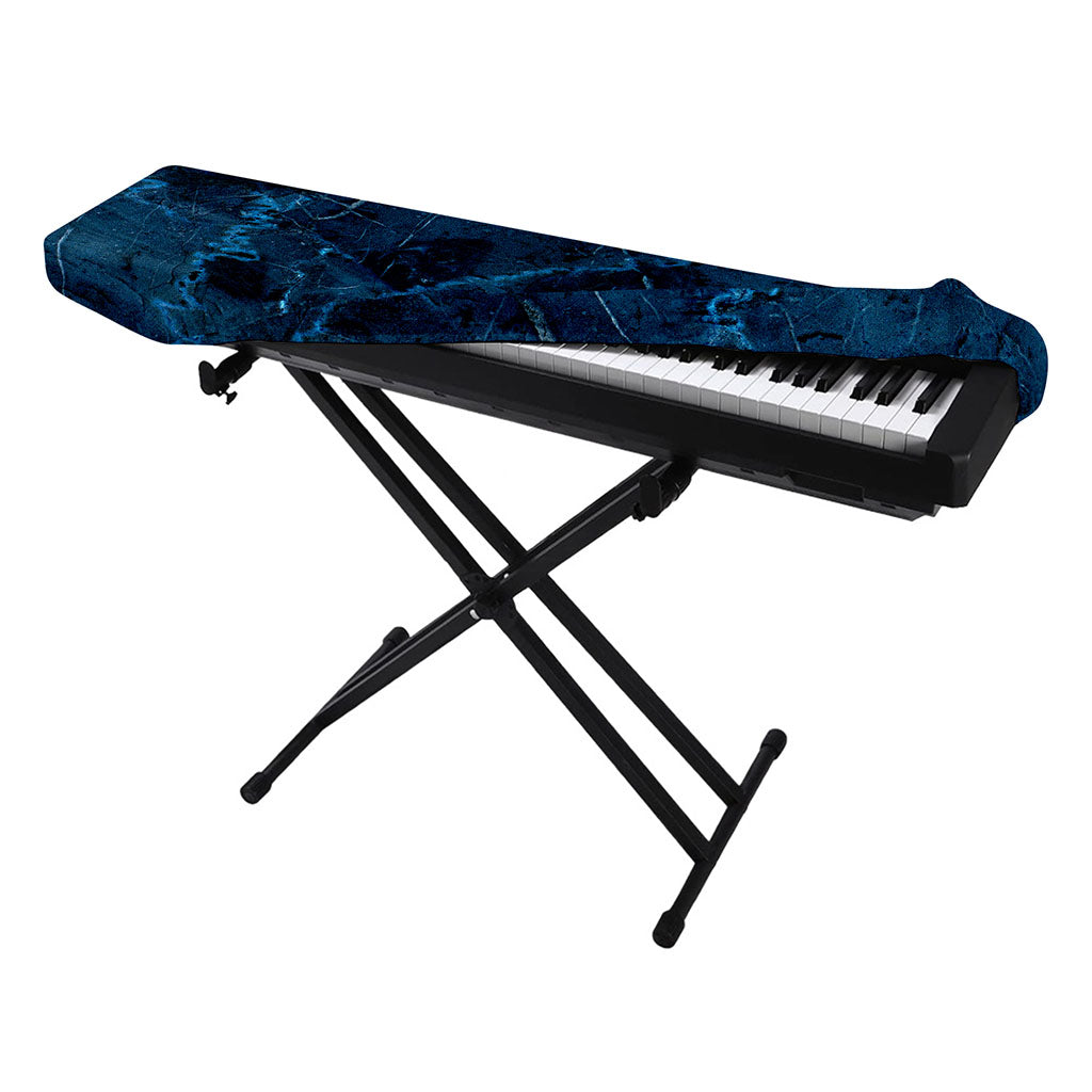 Dark Blue Marble Print Piano Keyboard Cover