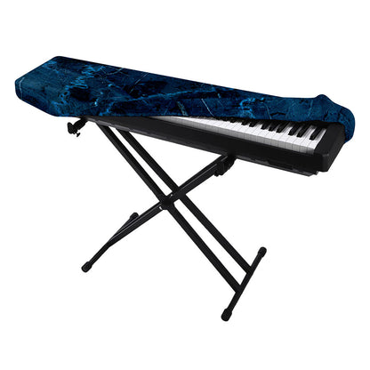 Dark Blue Marble Print Piano Keyboard Cover