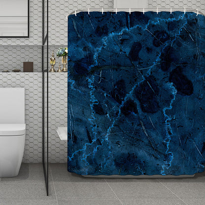 Dark Blue Marble Print Polyester Shower Curtain