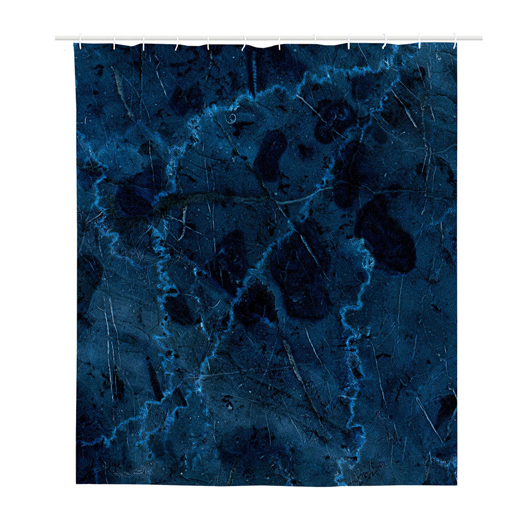 Dark Blue Marble Print Polyester Shower Curtain