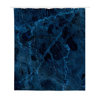 Dark Blue Marble Print Polyester Shower Curtain