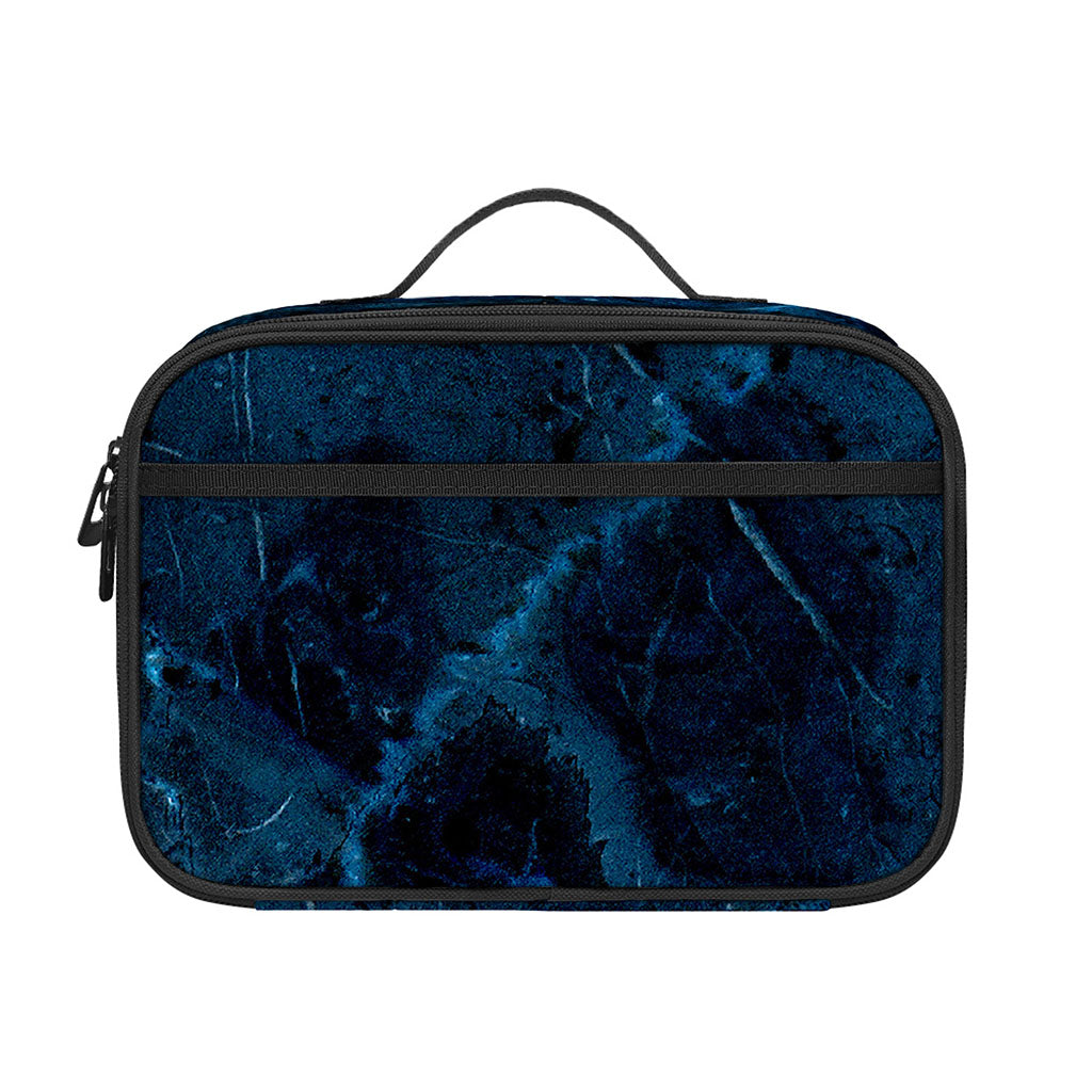 Dark Blue Marble Print Portable Lunch Bag