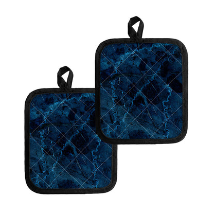 Dark Blue Marble Print Pot Holders