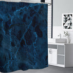 Dark Blue Marble Print Premium Shower Curtain