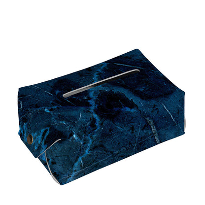 Dark Blue Marble Print Rectangle Tissue Box Cover