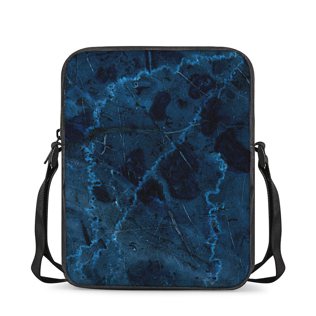 Dark Blue Marble Print Rectangular Crossbody Bag