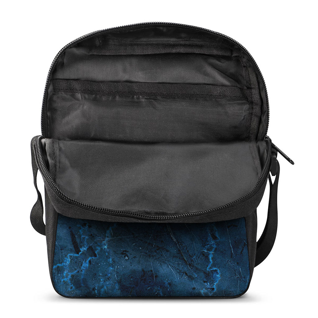 Dark Blue Marble Print Rectangular Crossbody Bag