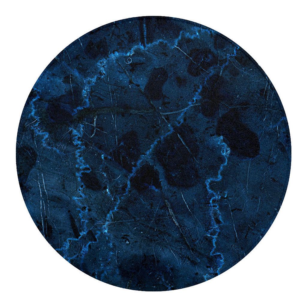 Dark Blue Marble Print Round Blanket