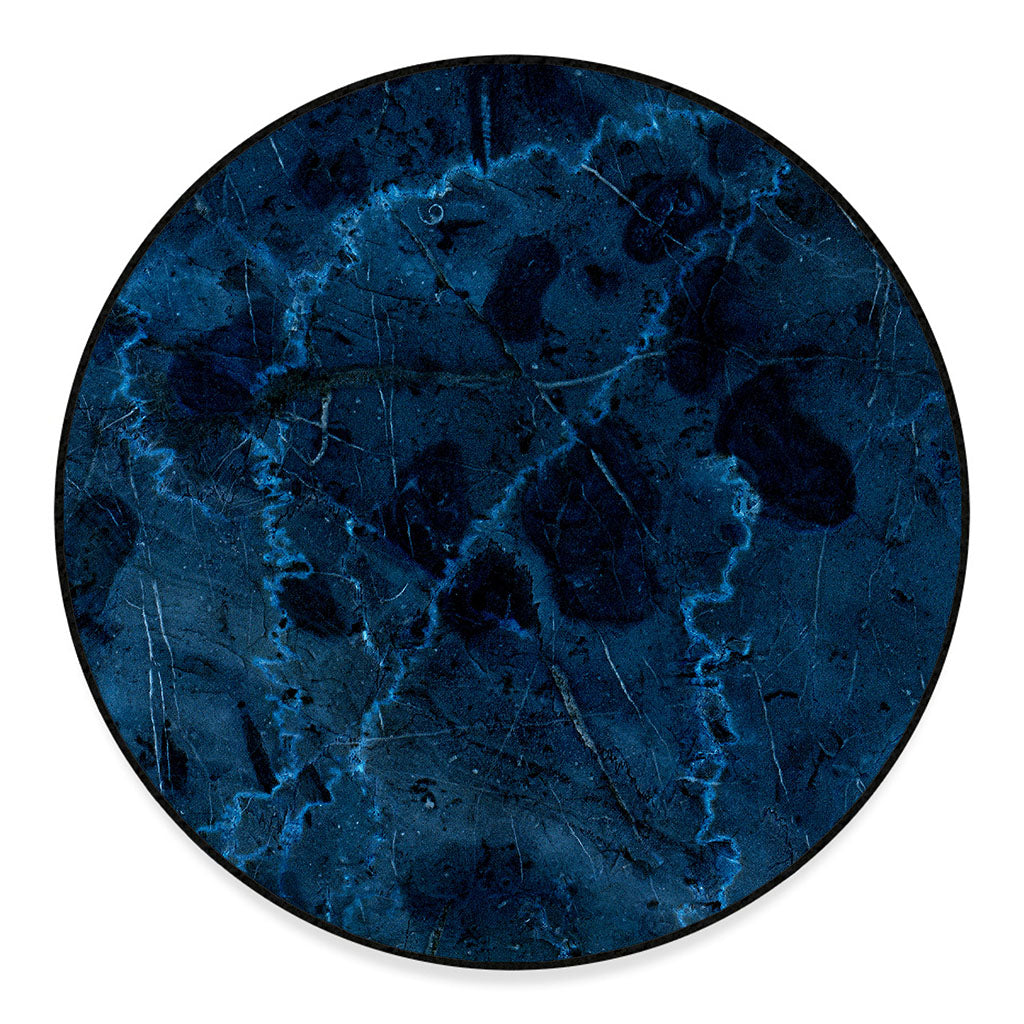 Dark Blue Marble Print Round Floor Mat