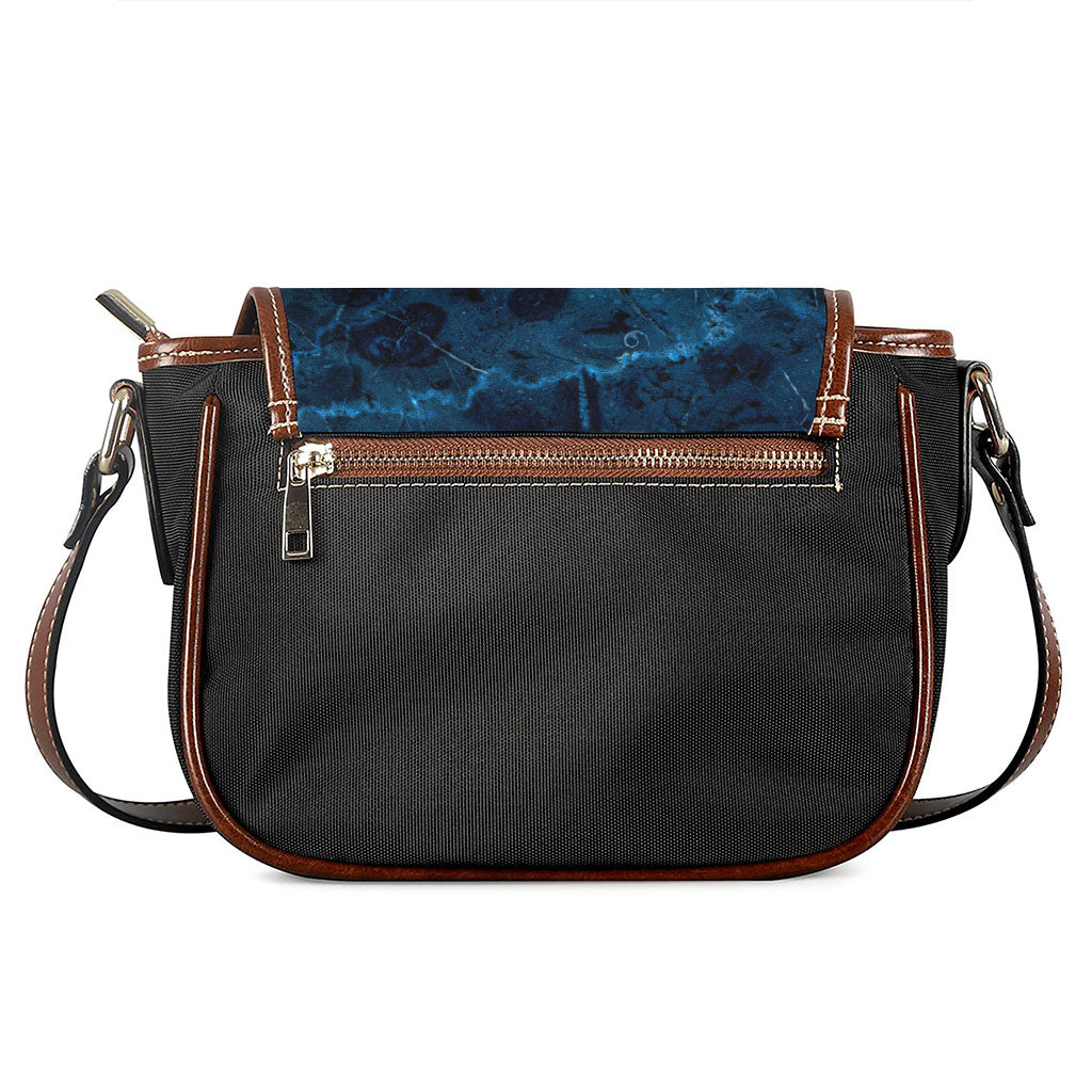 Dark Blue Marble Print Saddle Bag