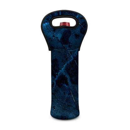 Dark Blue Marble Print Single Neoprene Wine Tote