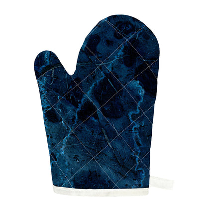 Dark Blue Marble Print Single Oven Mitt