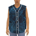 Dark Blue Marble Print Sleeveless Baseball Jersey