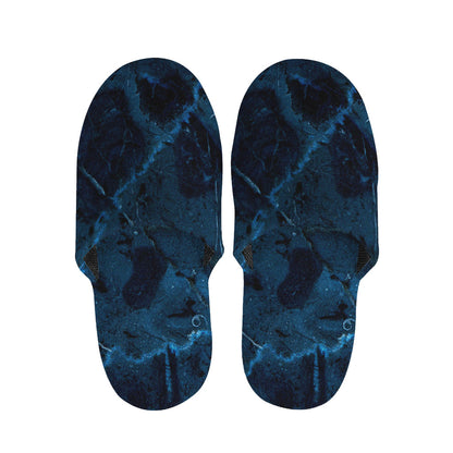 Dark Blue Marble Print Slippers