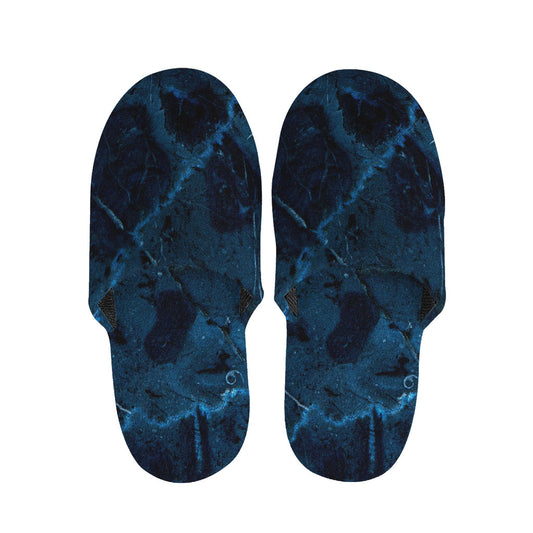 Dark Blue Marble Print Slippers