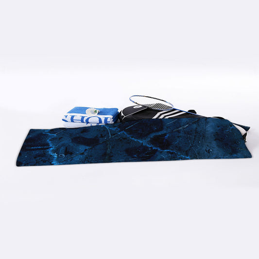 Dark Blue Marble Print Sports Towel