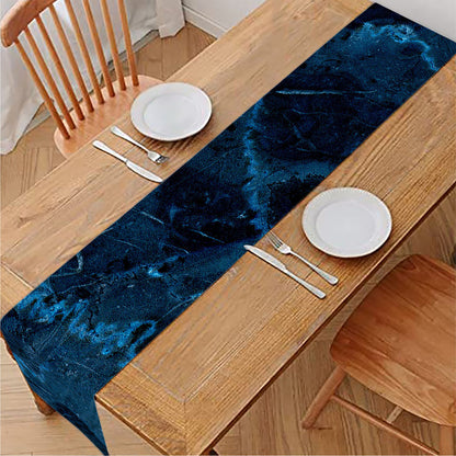 Dark Blue Marble Print Table Runner
