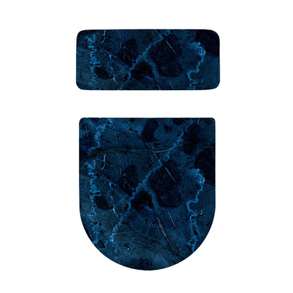 Dark Blue Marble Print Toilet Lid And Tank Cover Set