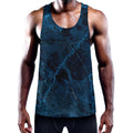 Dark Blue Marble Print Men's Workout Tank Top