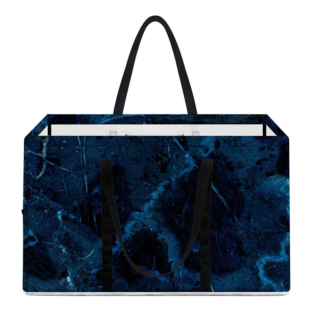 Dark Blue Marble Print Utility Tote Bag