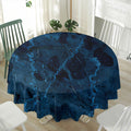 Dark Blue Marble Print Waterproof Round Tablecloth