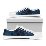 Dark Blue Marble Print White Low Top Sneakers