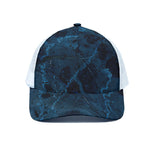 Dark Blue Marble Print White Mesh Trucker Cap