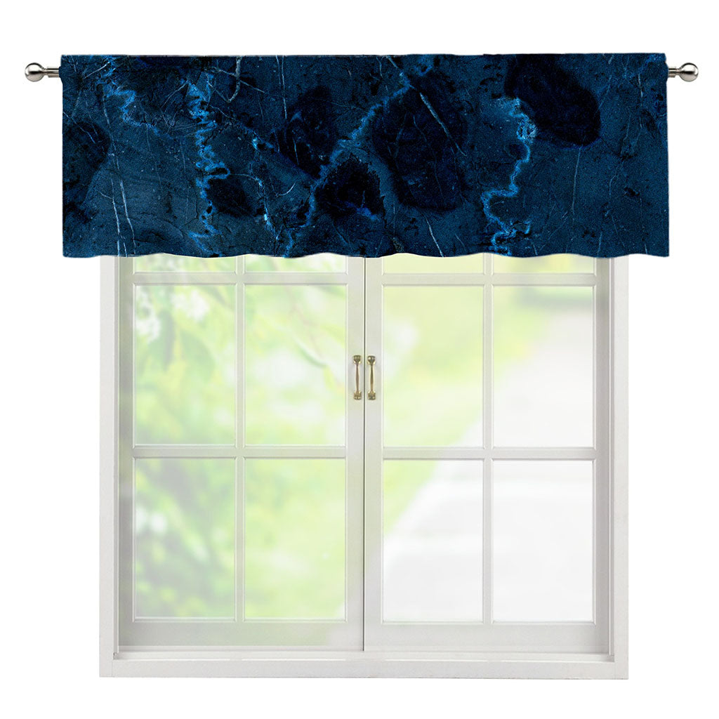 Dark Blue Marble Print Window Valance