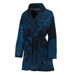 Dark Blue Marble Print Women's Bathrobe
