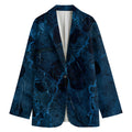 Dark Blue Marble Print Women's Cotton Blazer
